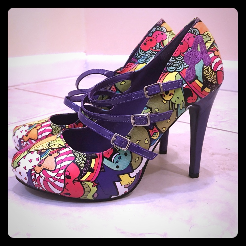 Cartoon Monster Purple Pumps